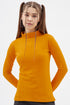 Women Mustard Highneck Full sleeves T-shirt